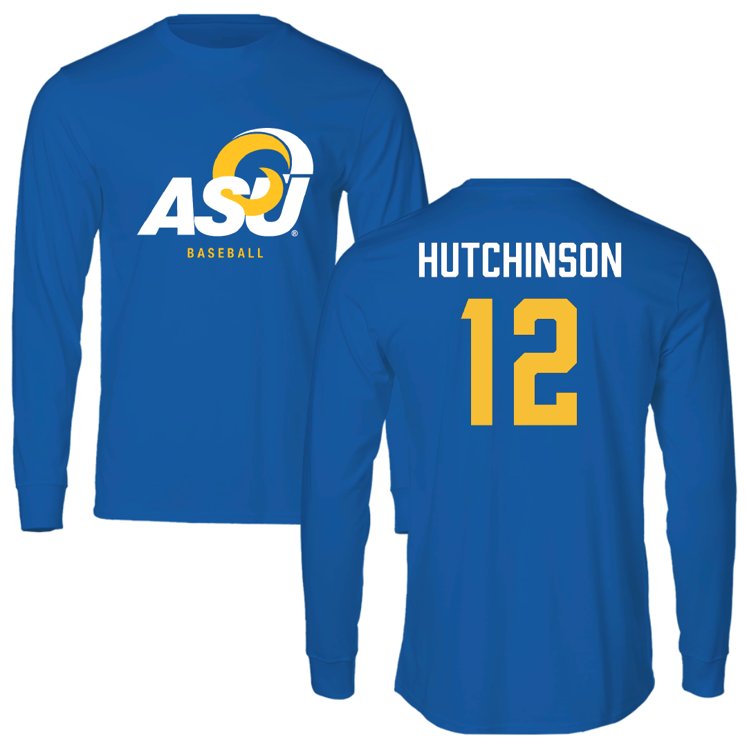Angelo State University Baseball Blue Performance Long Sleeve - #12 Lane Hutchinson