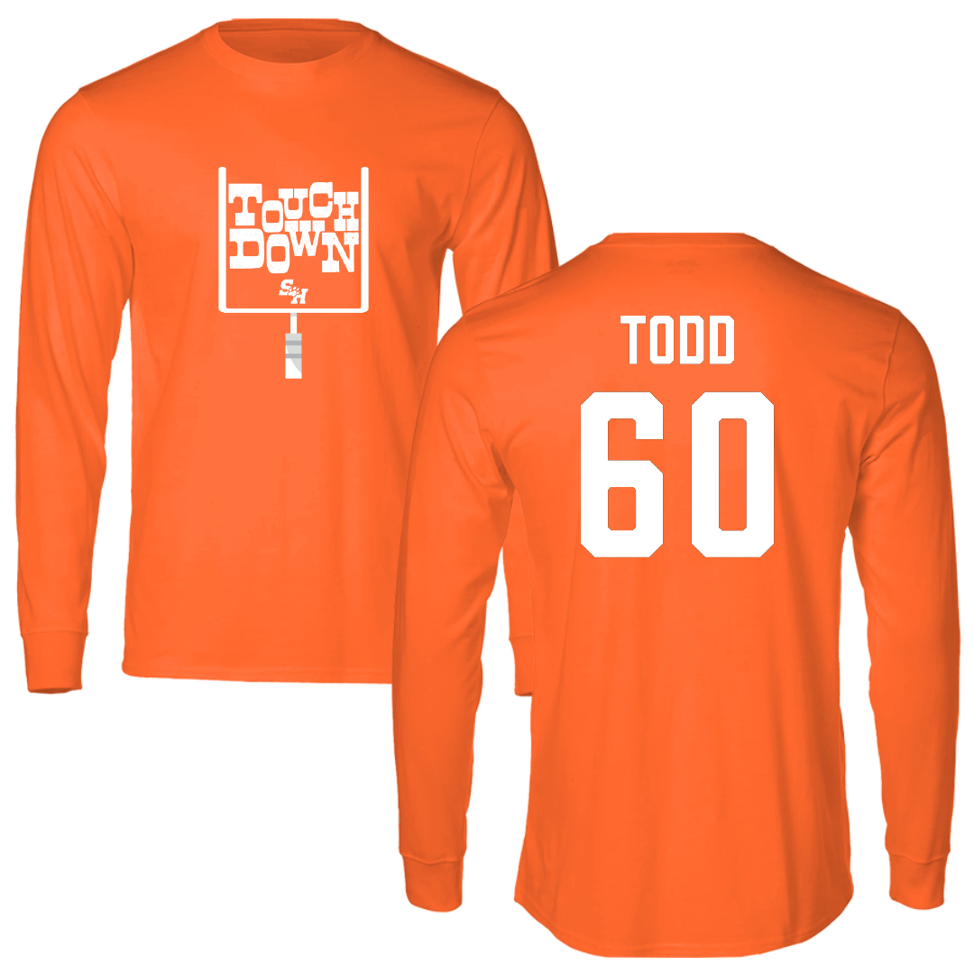 Sam Houston State University Football Orange Touchdown Long Sleeve - #60 Cam Todd