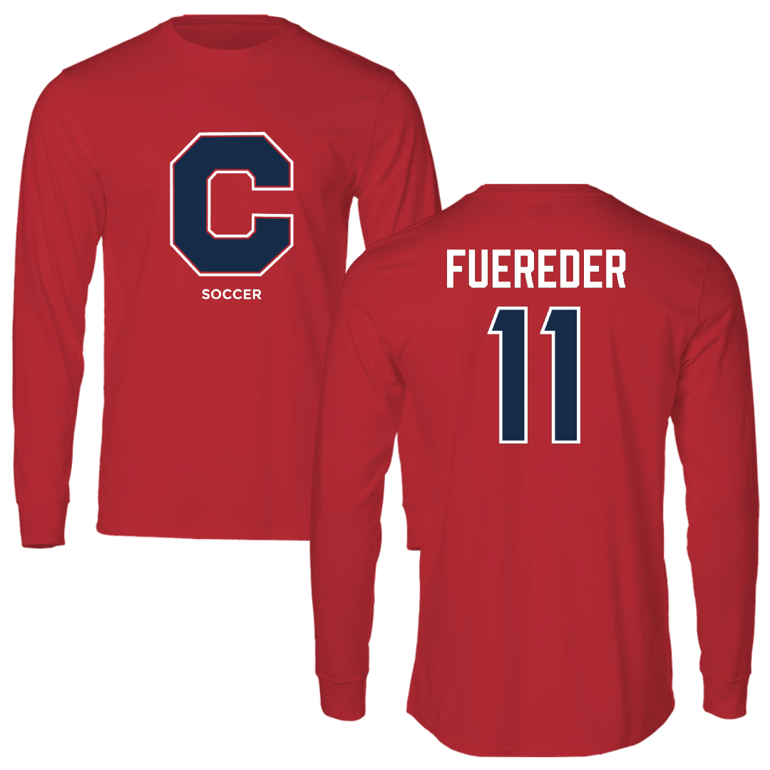 Catawba College Soccer (M) Red Performance Long Sleeve - #11 Thomas Fuereder