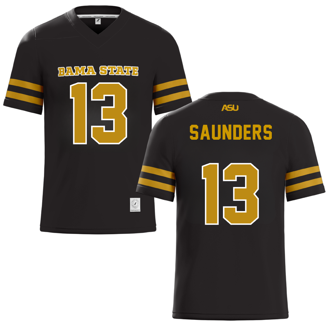 Alabama State University Black Football Jersey - #13 Tyree Saunders