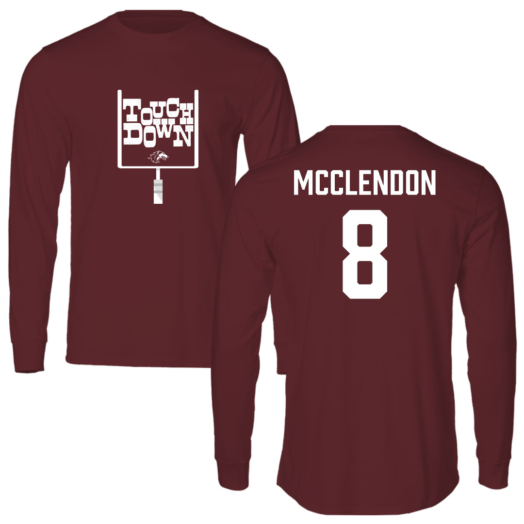 Southern Illinois University at Carbondale Football Maroon Touchdown Long Sleeve - #8 Jeremiah McClendon