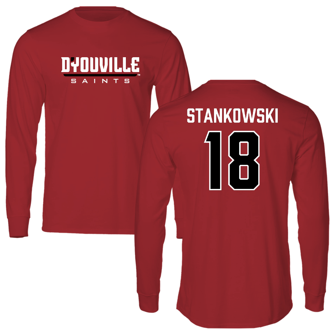 D'Youville University Acrobatics Tumbling Canvas Red Long Sleeve - #18 Stephanie Stankowski