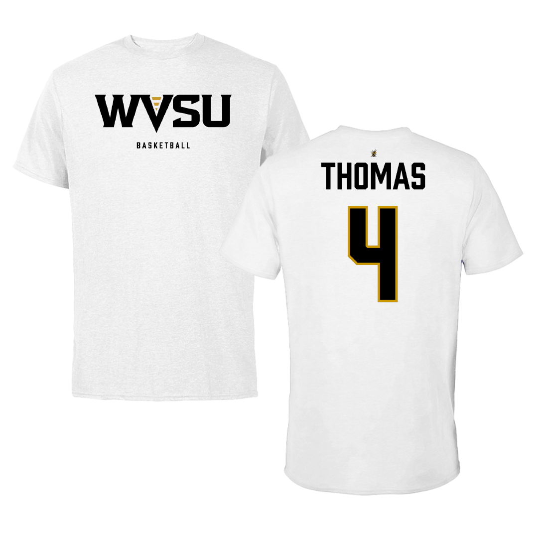 West Virginia State University Basketball (W) White Tee - #4 Desire’e Thomas
