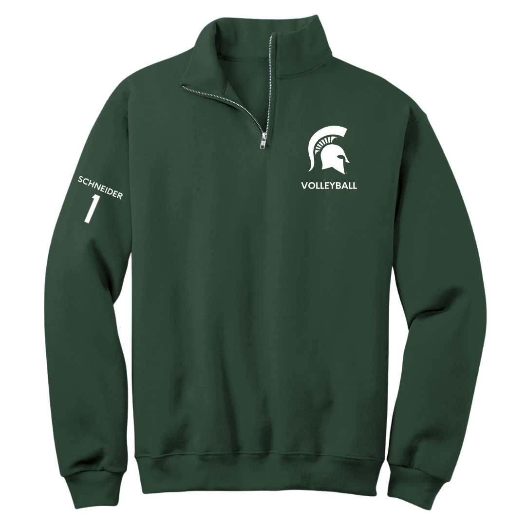 Michigan State University Volleyball (W) Forest Green Quarter-Zip - #1 Lia Schneider