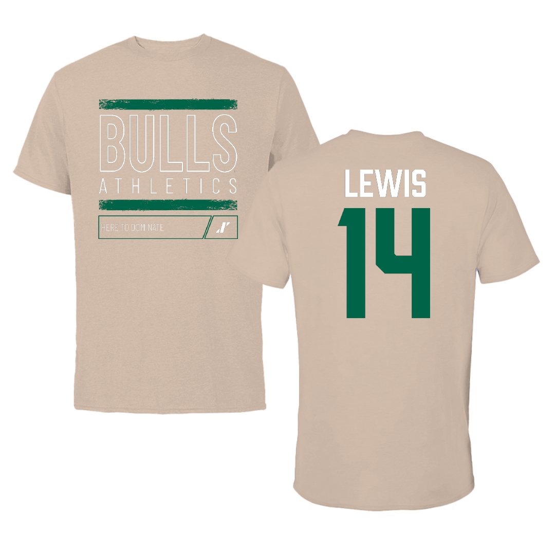 University of South Florida Volleyball Tan Dominate Tee - #14 Lauren Lewis