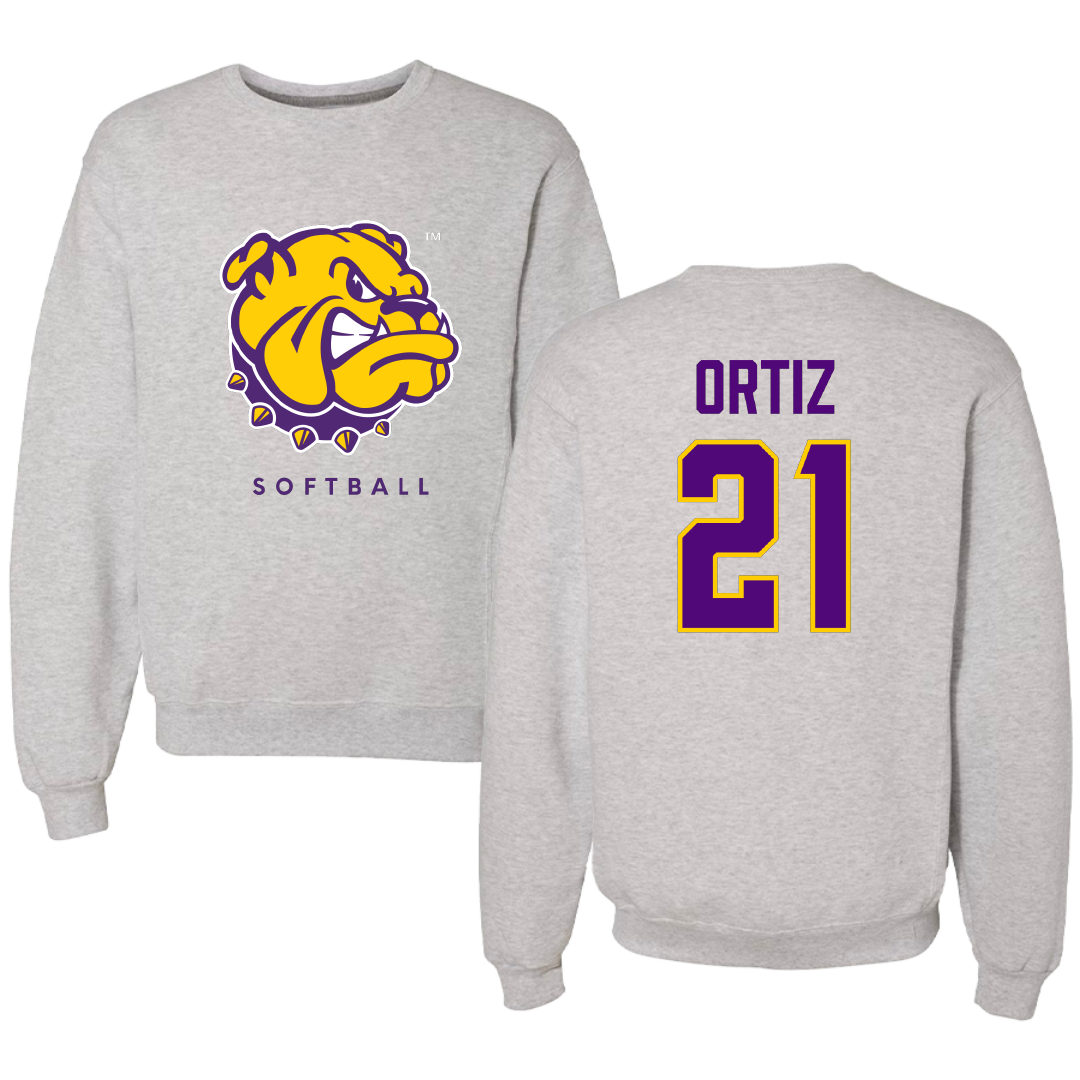 Western Illinois University Softball Gray Crewneck - #21 Angelina Ortiz