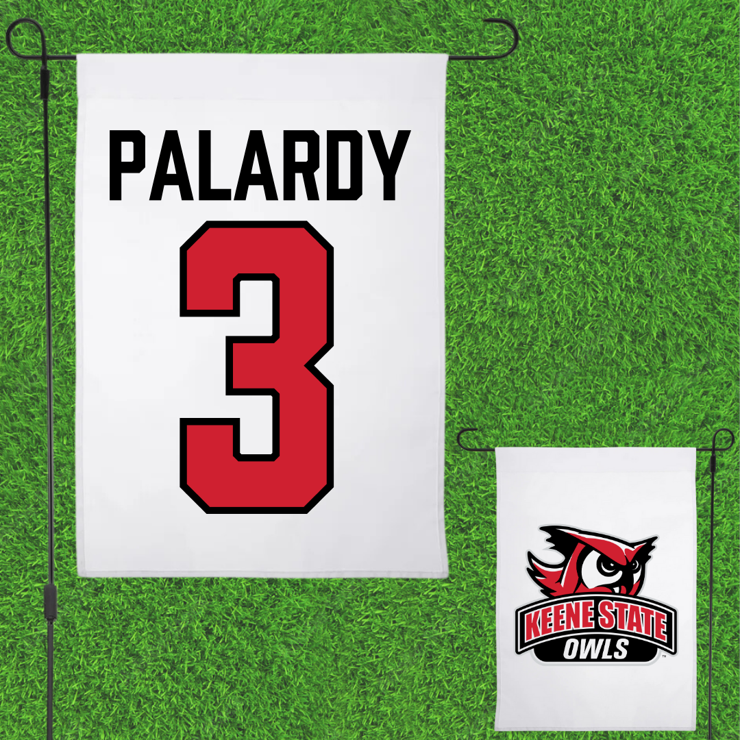 Keene State College Baseball White Garden Flag - #3 Kyle Palardy
