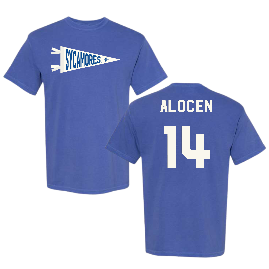 Indiana State University Basketball Blue Pennant Comfort Colors Tee - #14 Bruno Alocen