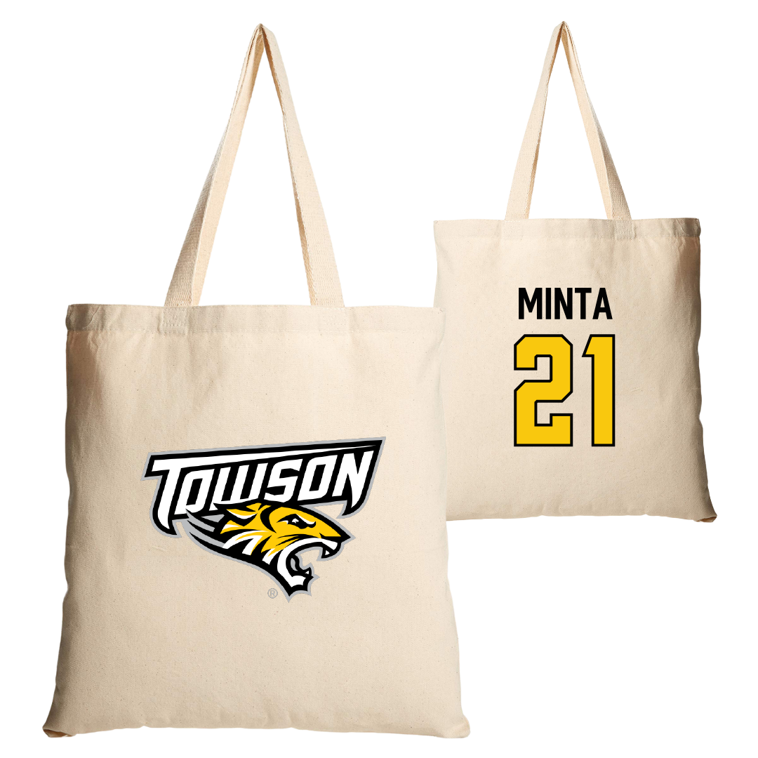 Towson University Volleyball Tan Canvas Tote Bag - #21 Kendall Minta