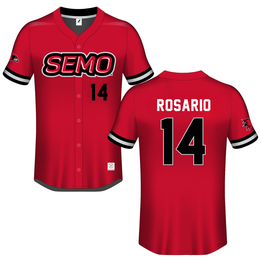 Southeast Missouri State University Red Button-Down Jersey - #14 Moises Rosario