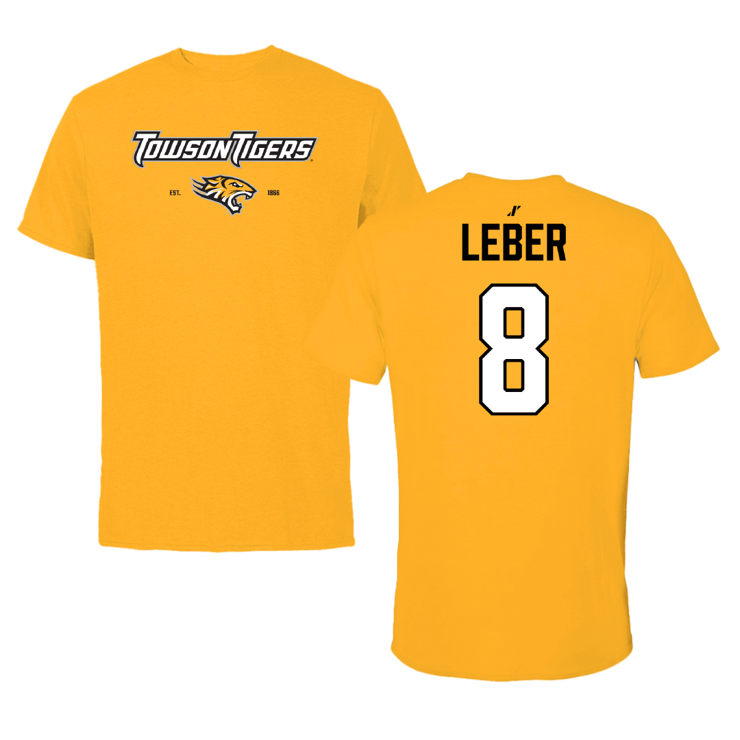 Towson University Volleyball Gold General Performance Tee - #8 Addie Leber