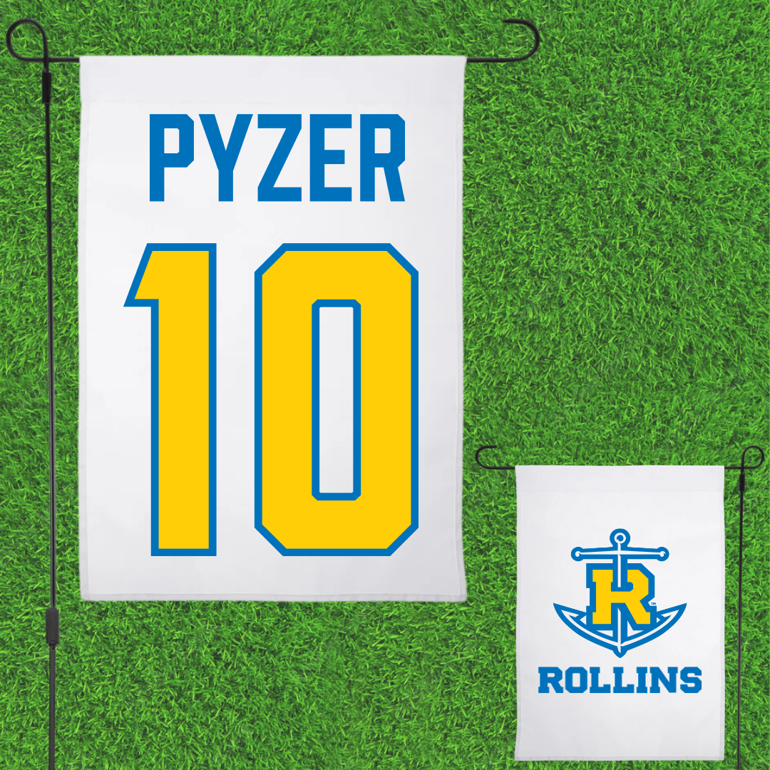 Rollins College Baseball White Garden Flag - #10 Dalton Pyzer