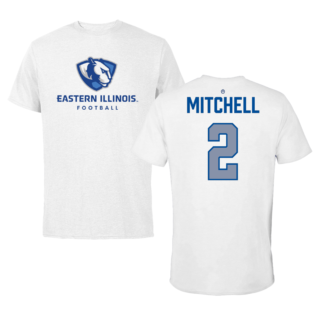 Eastern Illinois University Football White Tee - #2 Bruce Mitchell