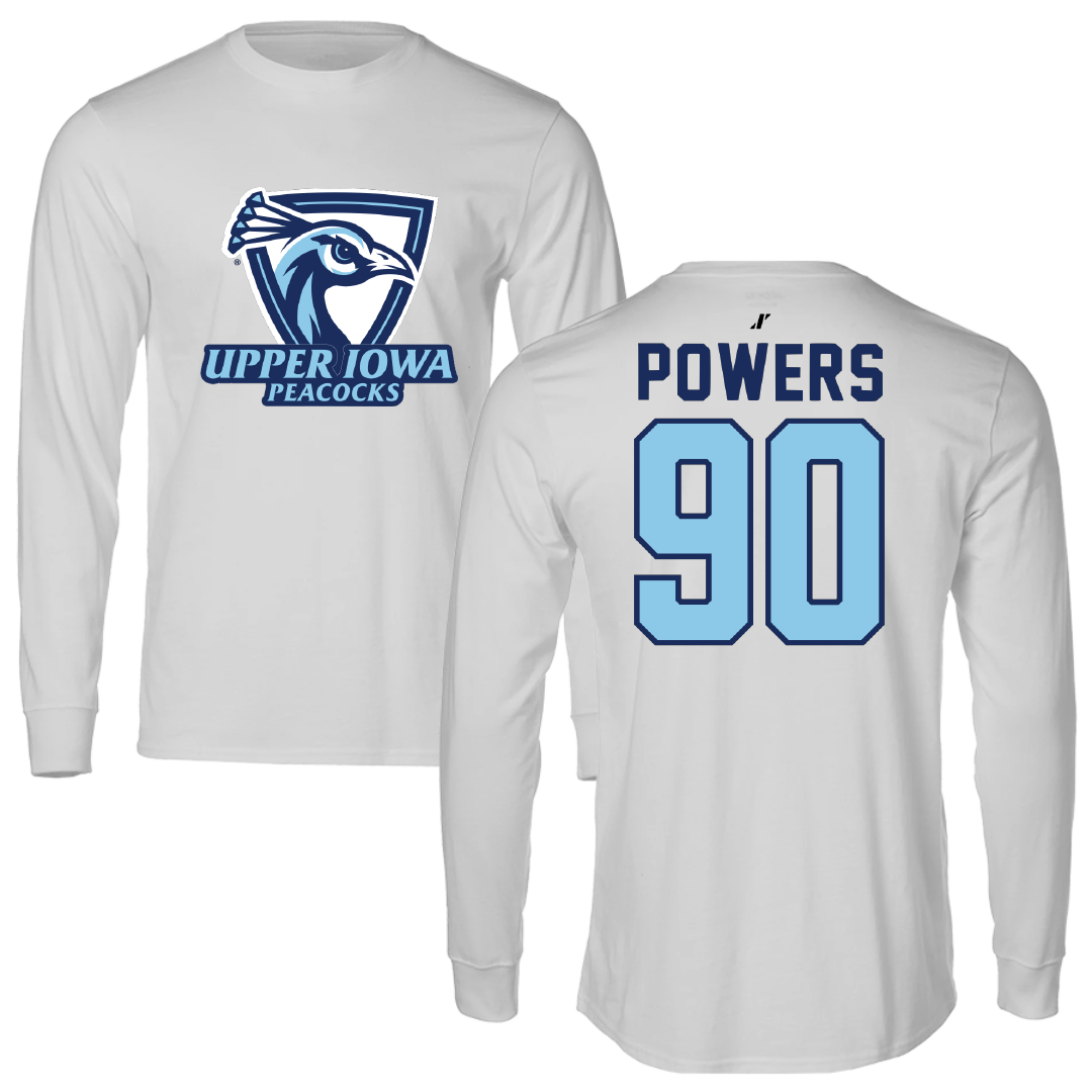 Upper Iowa University Football Light Gray Performance Long Sleeve - #90 Braden Powers