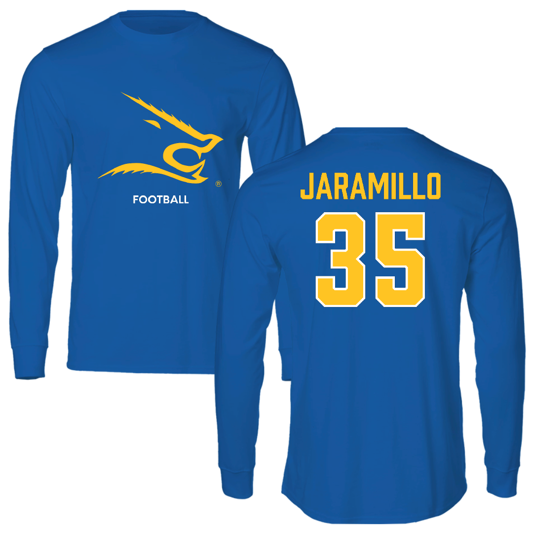 Texas A&M University-Kingsville Football Blue Long Sleeve - #35 Luis Jaramillo