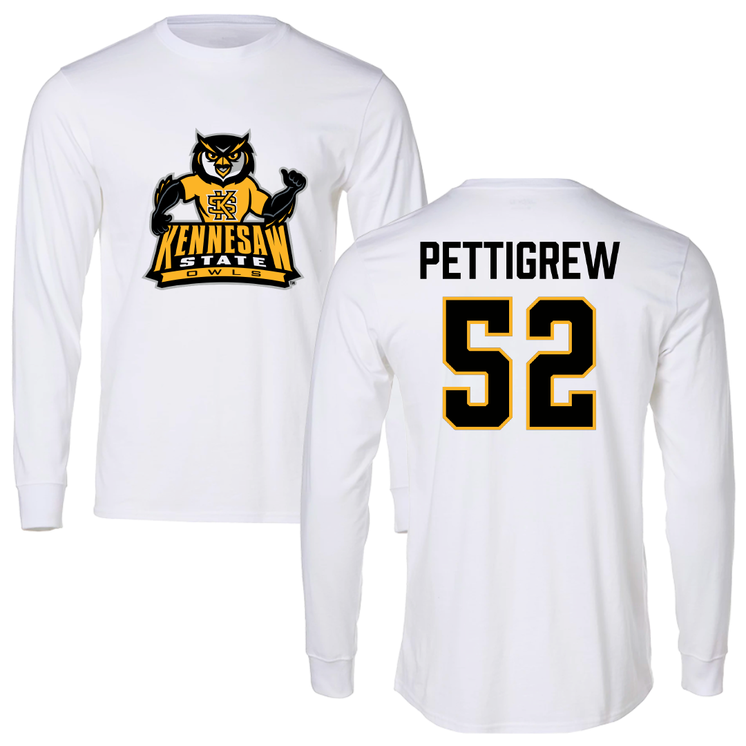 Kennesaw State University Football White Performance Long Sleeve - #52 Havik Pettigrew