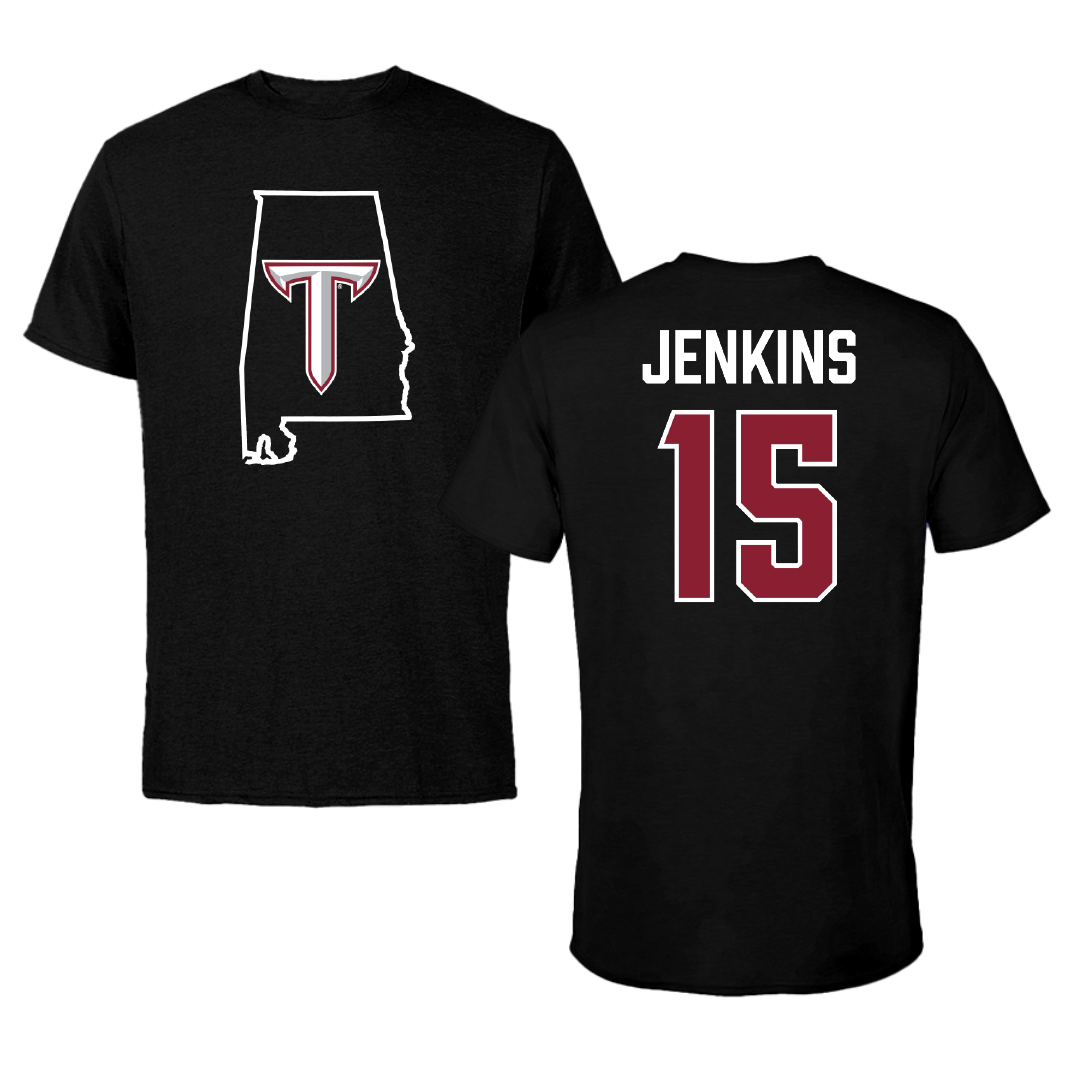 Troy University Softball Black State Tee - #15 Sophia Jenkins