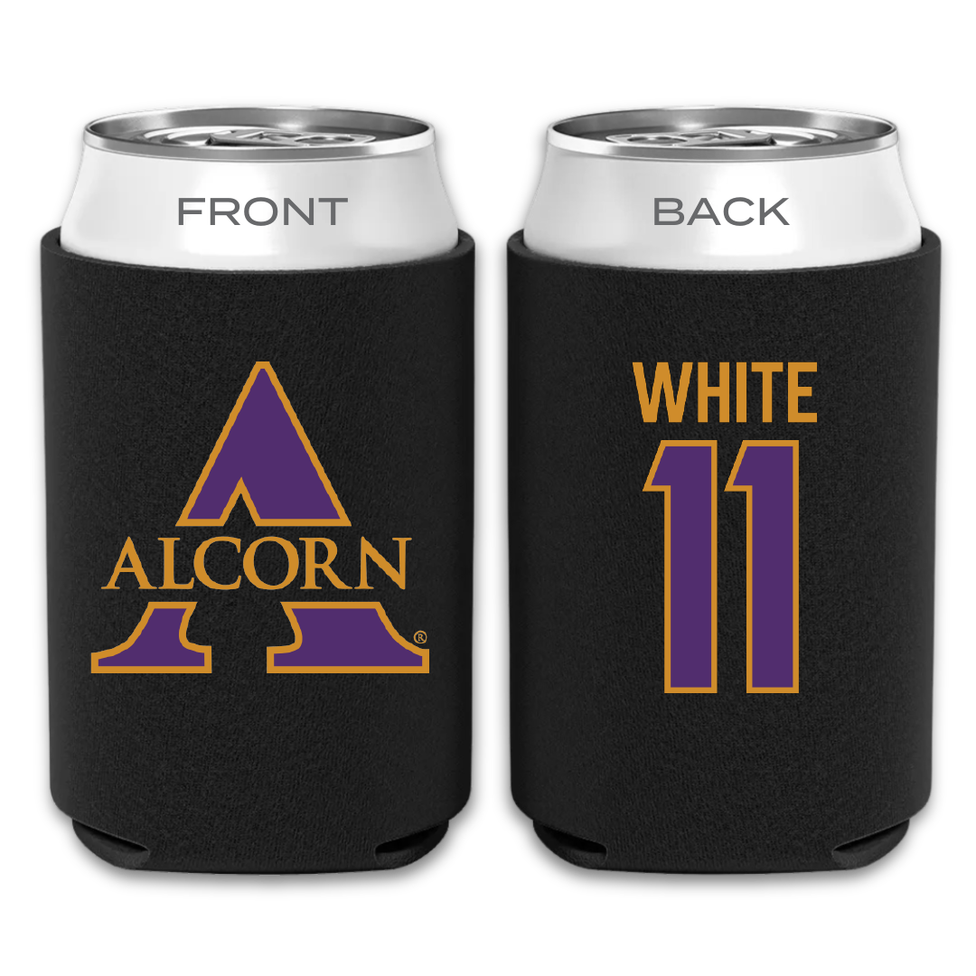 Alcorn State University Basketball Black Can Cooler - #11 Zy’Nyia White