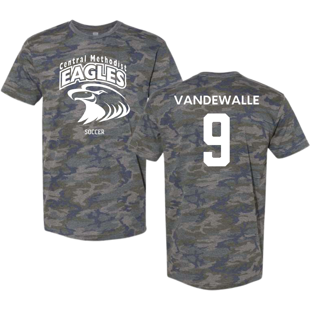 Central Methodist University Soccer (M) Vintage Camo Tee - #9 Robin Vandewalle