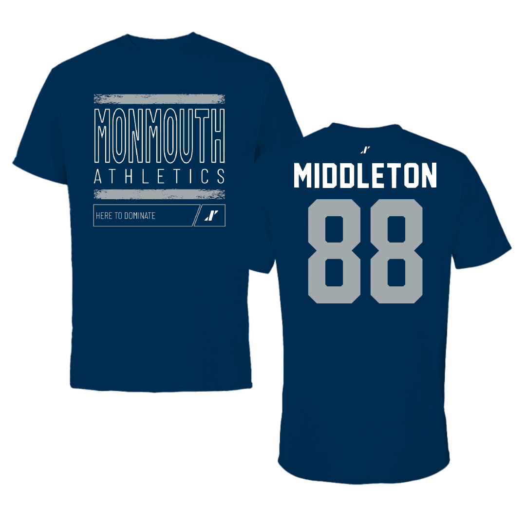 Monmouth University Football Navy Dominate Performance Tee - #88 Marcus Middleton