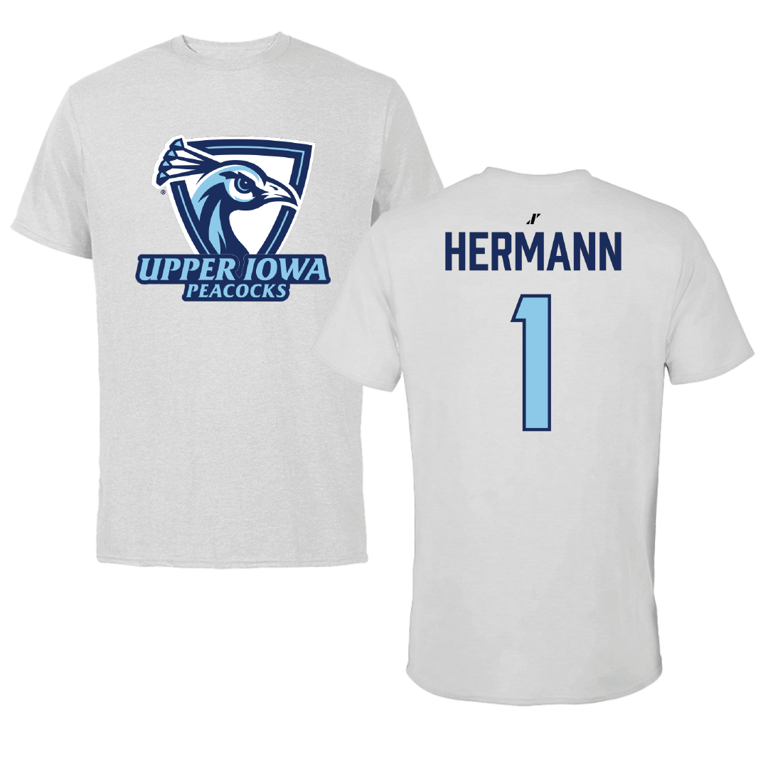 Upper Iowa University Basketball Light Gray Tee - #1 Ashton Hermann