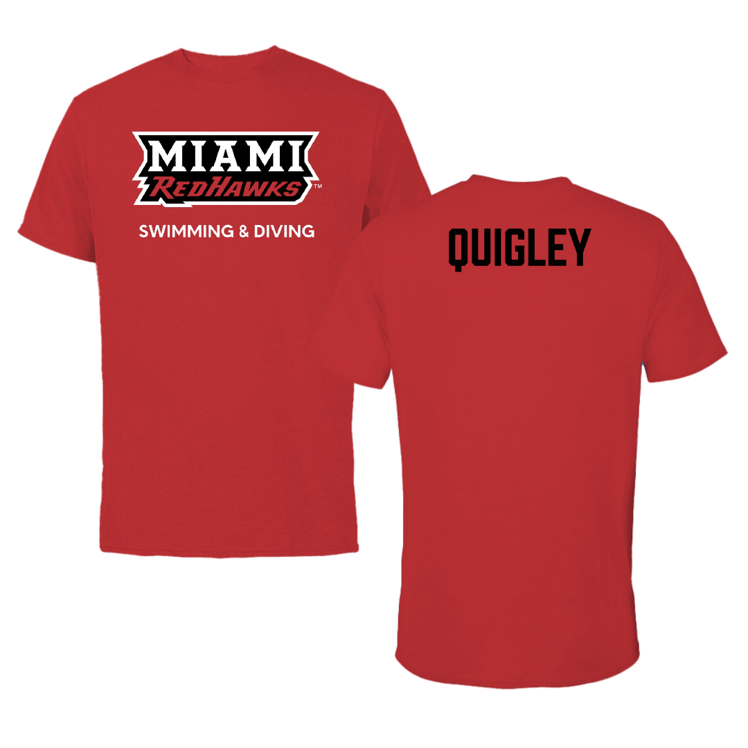 Miami University (Ohio) Swimming & Diving Red Tee - Liam Quigley