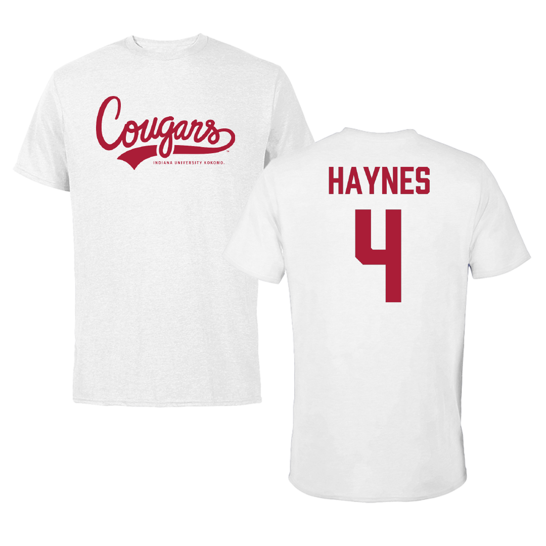 Indiana University Kokomo Basketball (M) White Performance Tee - #4 Moses Haynes