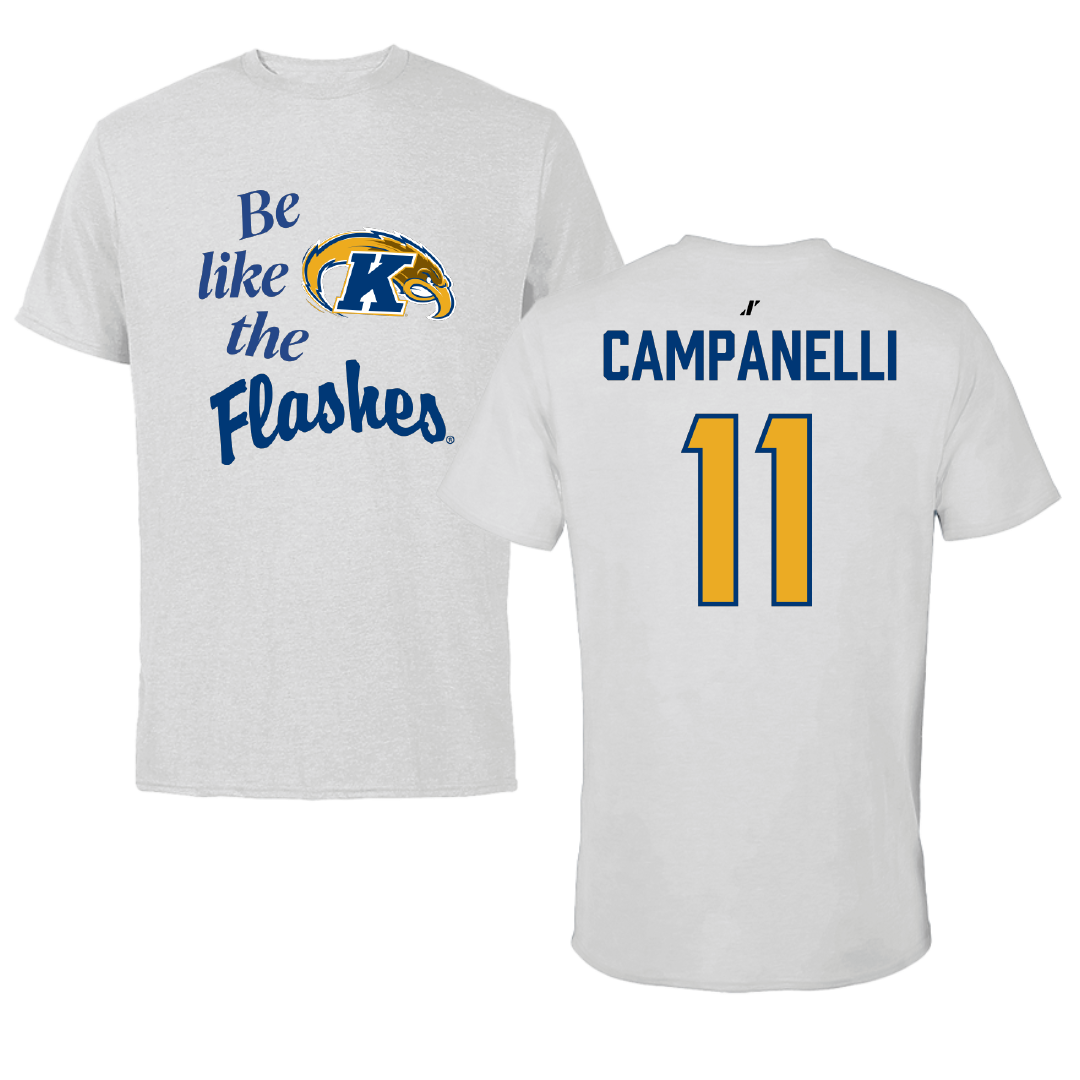 Kent State University Basketball Light Gray Be Like Us Performance Tee - #11 Anna Campanelli