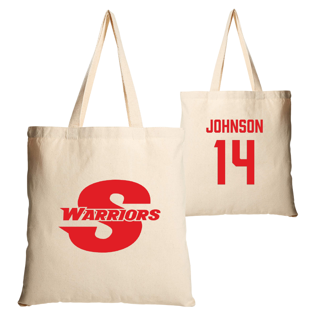 Stanislaus State Basketball (M) Tan Canvas Tote Bag - #14 Malachi Johnson