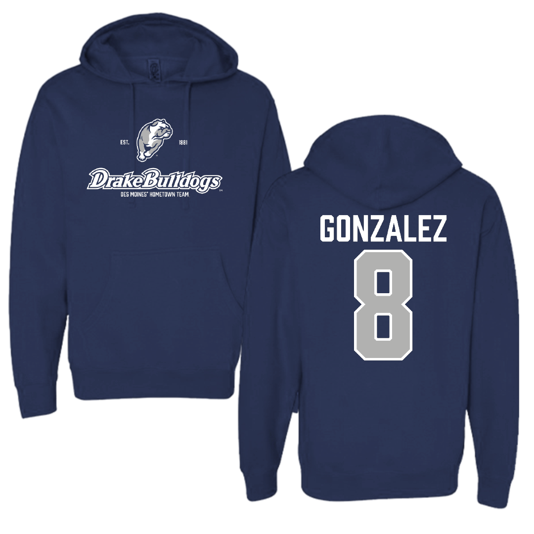Drake University Softball Navy General Hoodie - #8 Lili Gonzalez