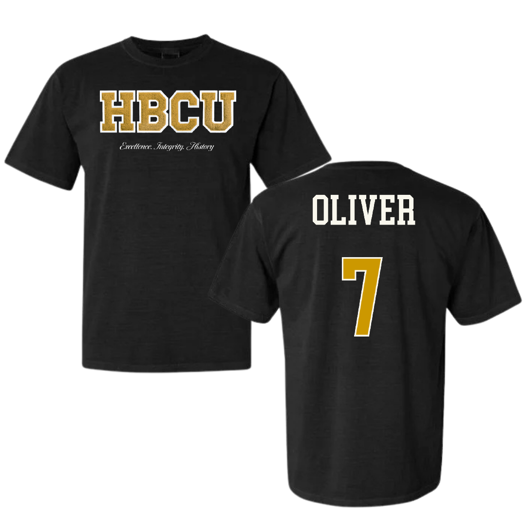 Alabama State University Flag Football (W) Black HBCU Varsity Comfort Colors Tee - #7 Janiyah Oliver