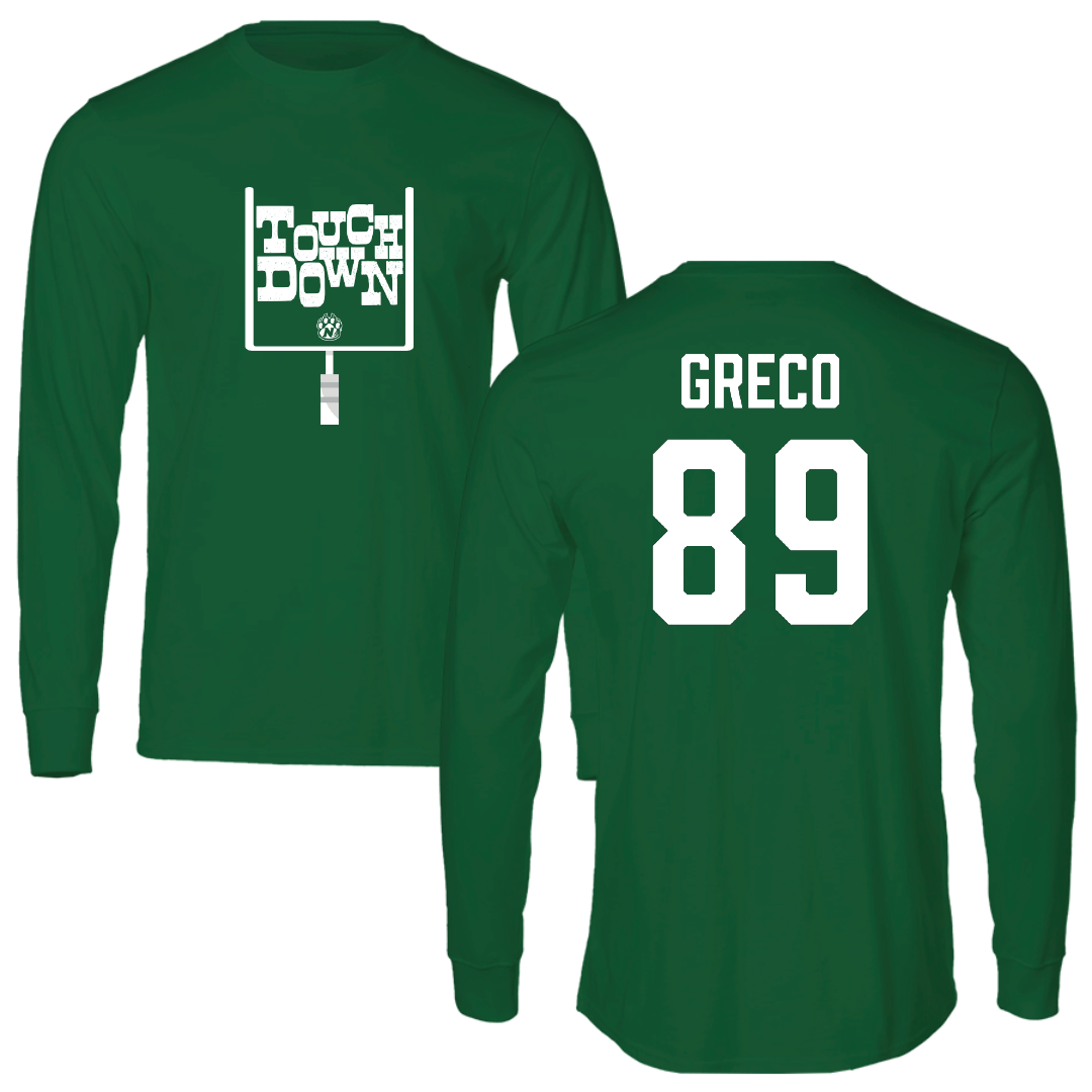 Northwest Missouri State University Football Green Touchdown Performance Long Sleeve - #89 Anthony Greco