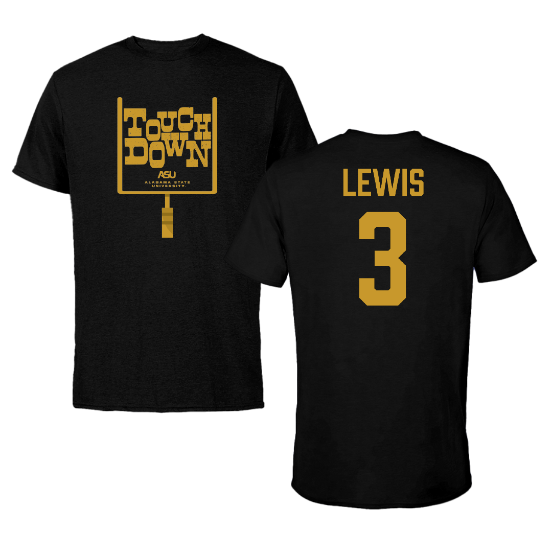 Alabama State University Football Black Touchdown Tee - #3 Keane Lewis