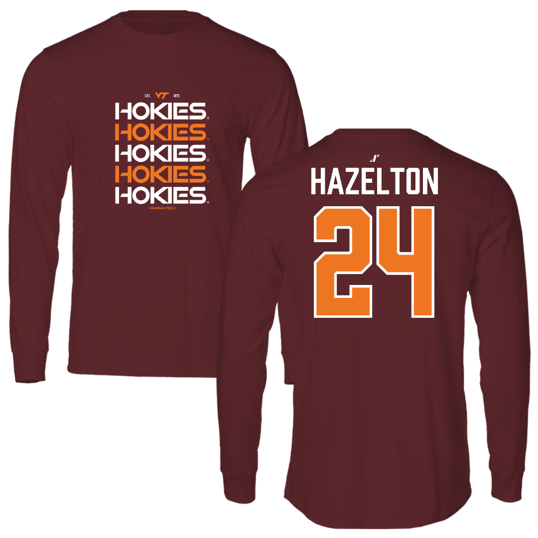 Virginia Tech Volleyball Maroon General Long Sleeve - #24 Reese Hazelton