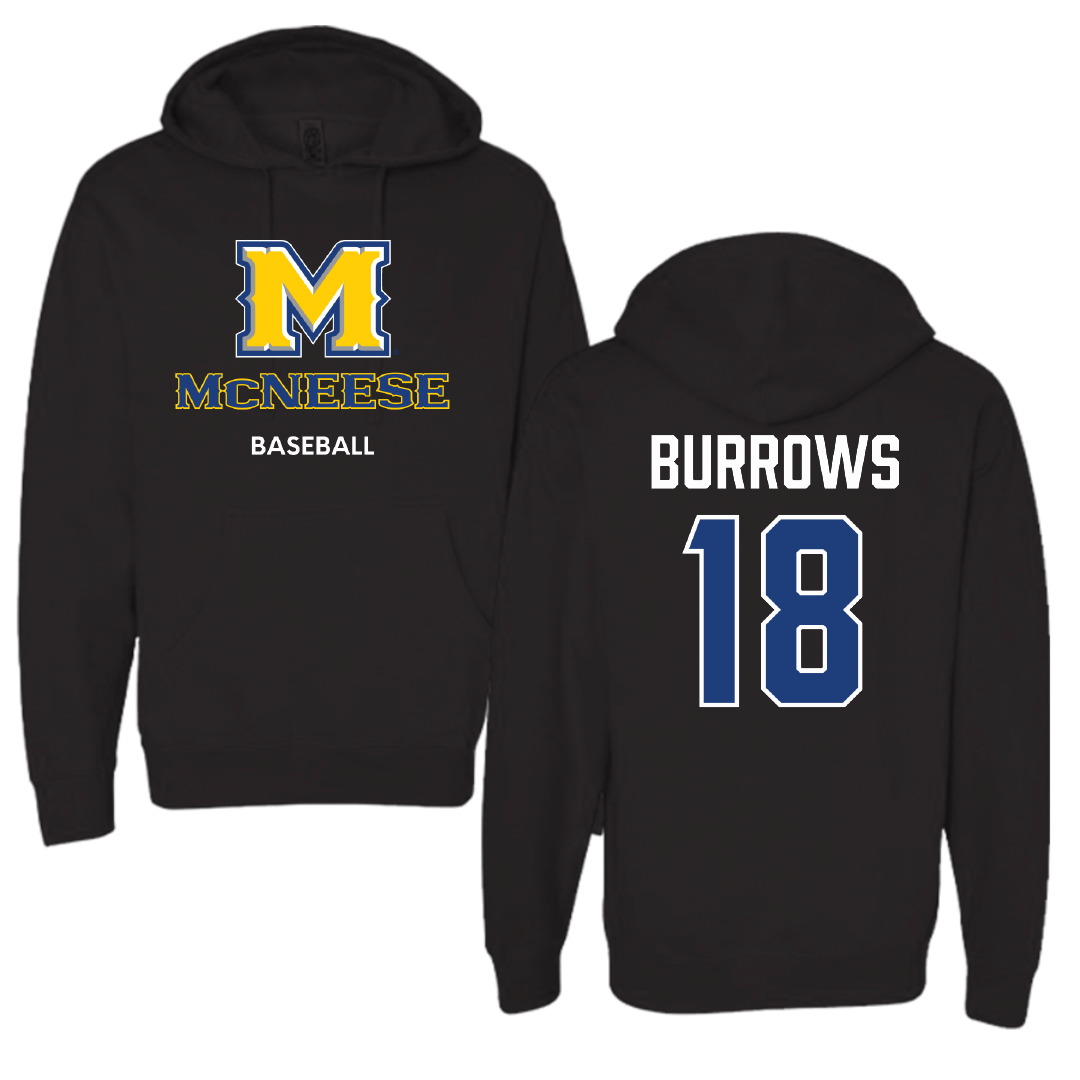 McNeese State University Baseball Black Hoodie - #18 Elliott Burrows