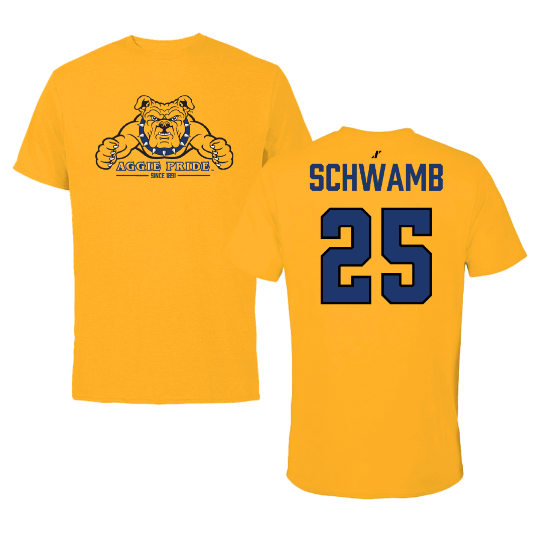 North Carolina A&T State University Baseball Gold General Tee - #25 Samuel Schwamb
