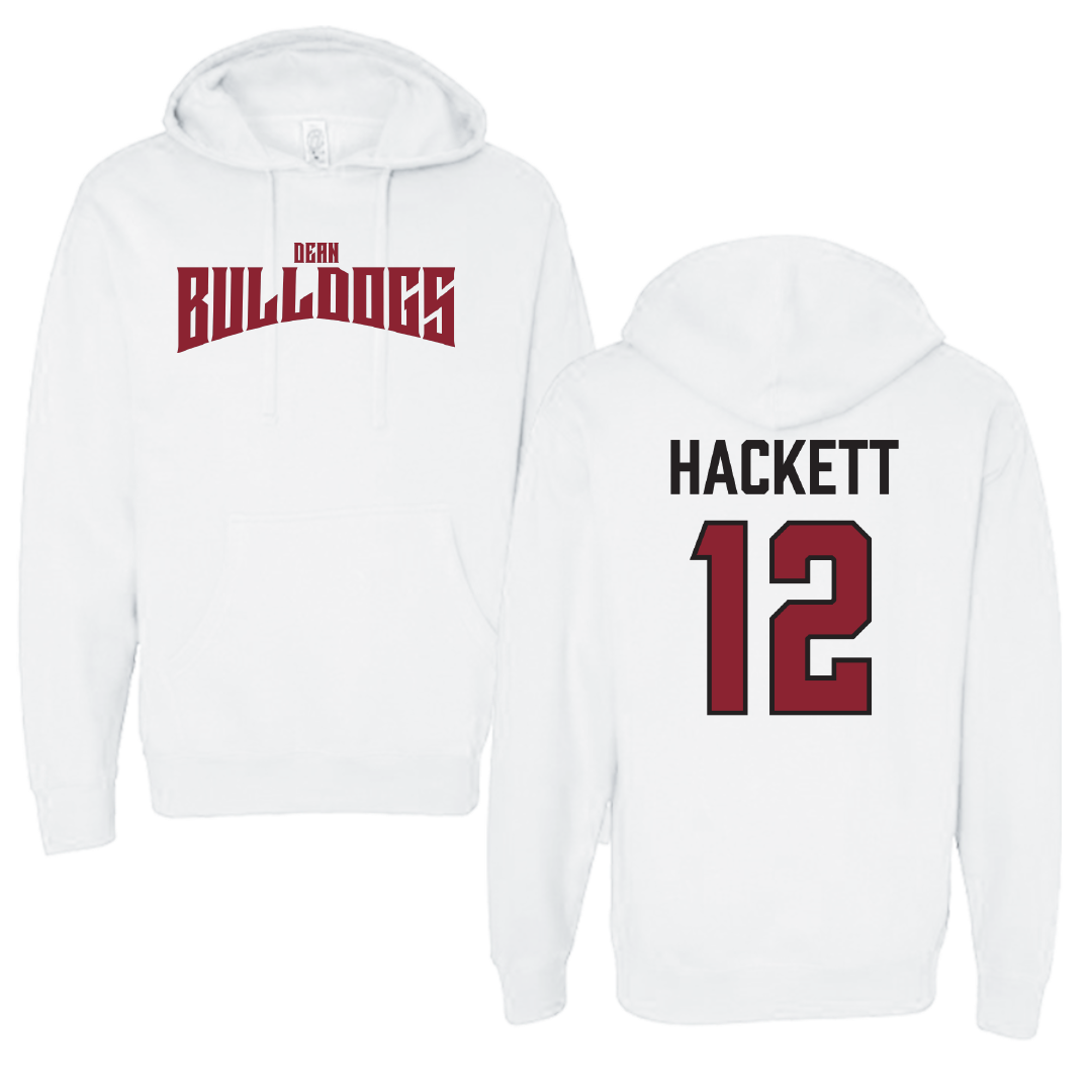 Dean College Lacrosse White Classic Hoodie - #12 Josh Hackett