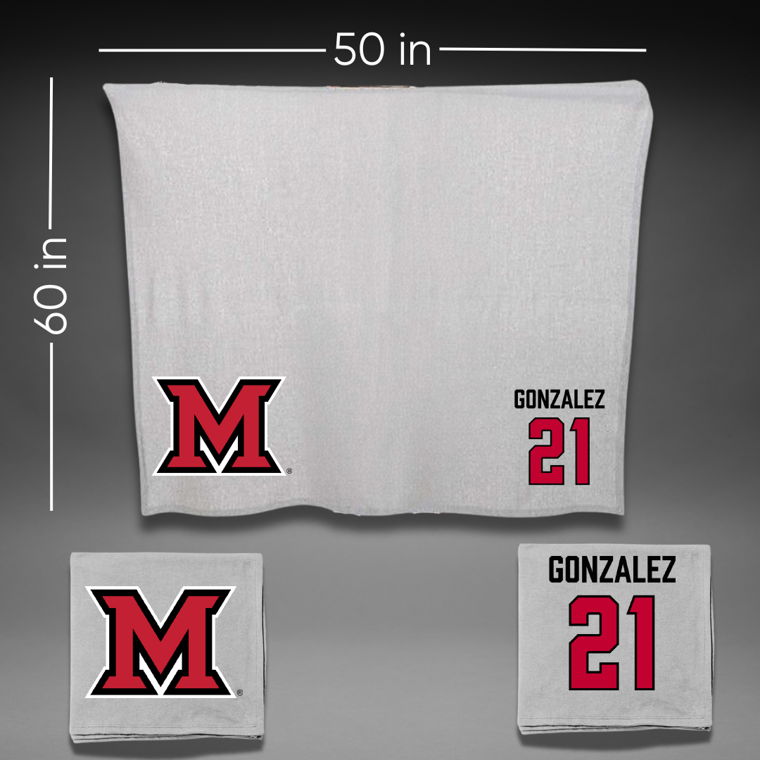 Miami University (Ohio) Baseball Gray Blanket - #21 Ignacio Gonzalez