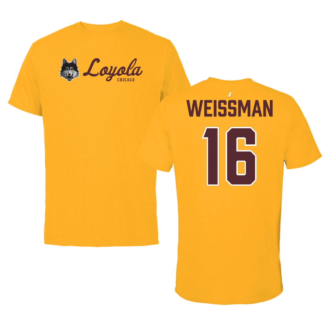 Loyola University-Chicago Soccer (W) Gold General Tee - #16 Josslyn Weissman