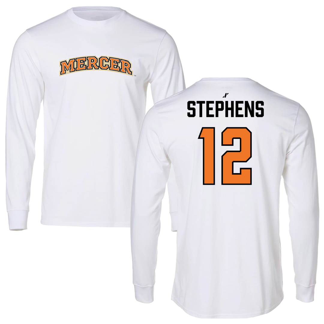 Mercer University Baseball White Long Sleeve - #12 Eli Stephens
