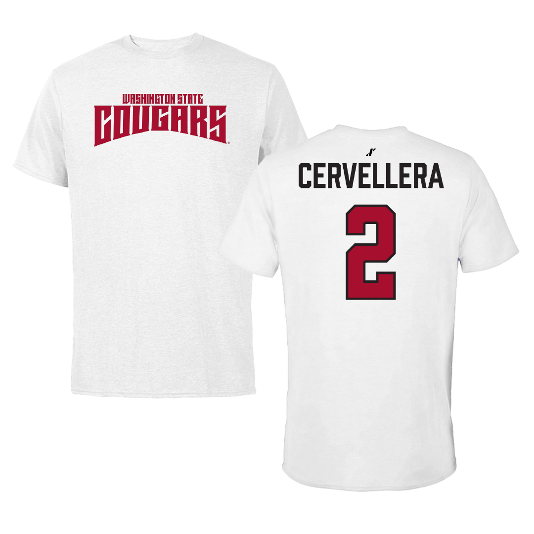 Washington State University Volleyball (W) White Classic Performance Tee - #2 Madyn Cervellera