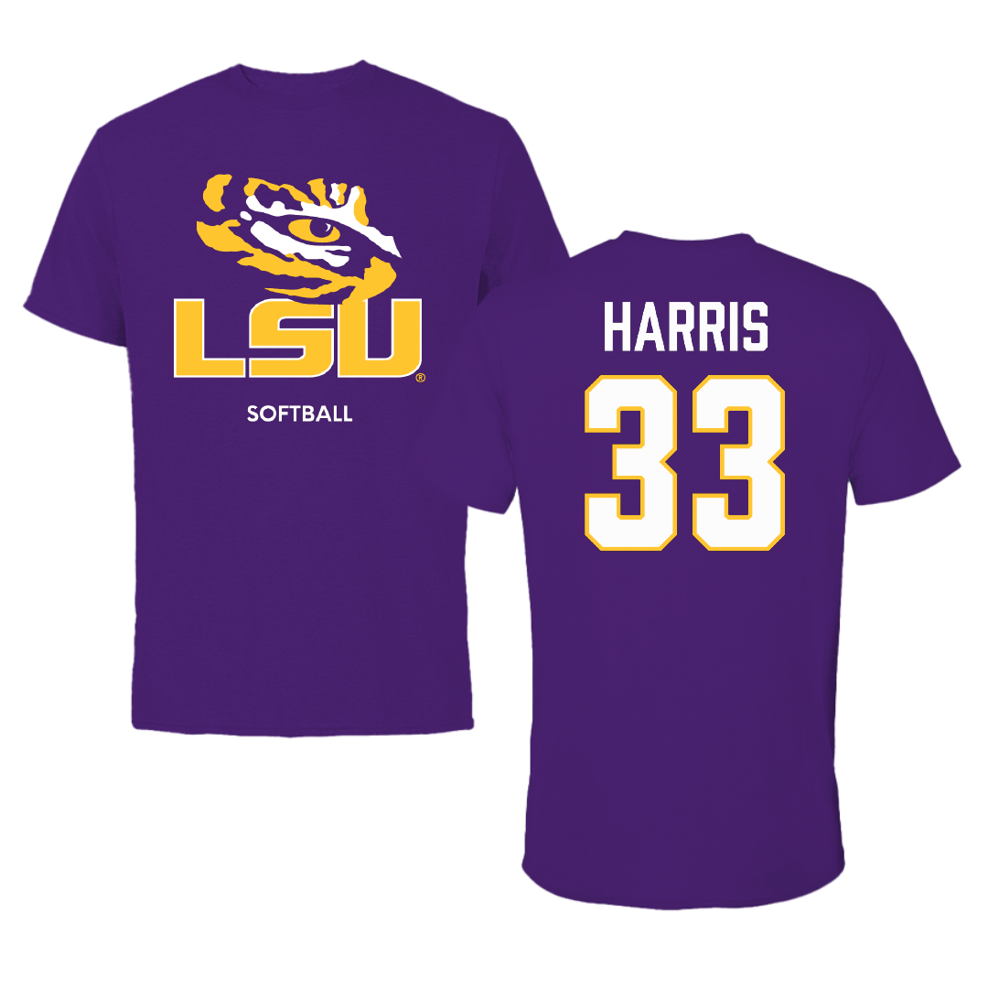Louisiana State University Softball Purple Tee - #33 Destiny Harris