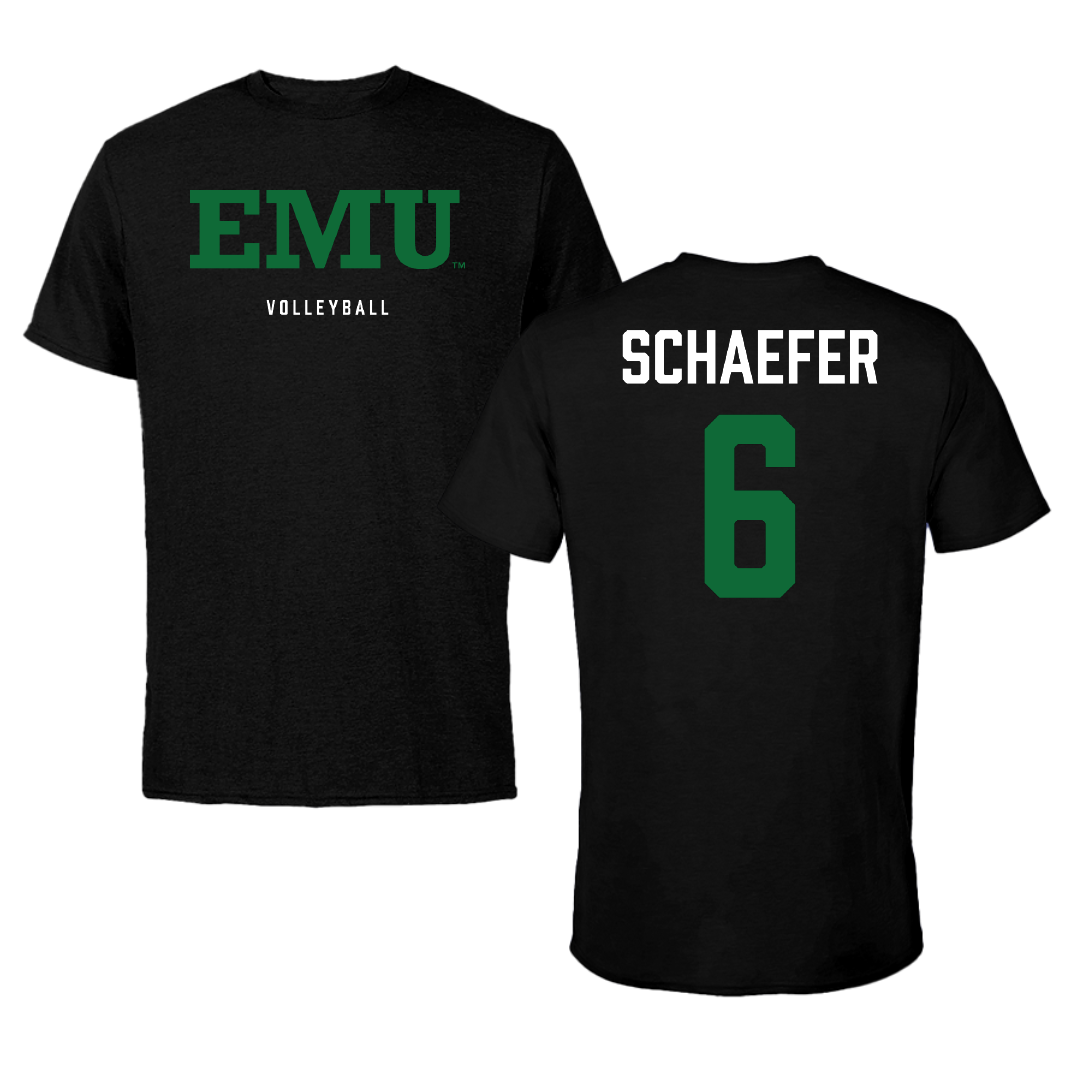 Eastern Michigan University Volleyball (W) Black Tee - #6 Mia Schaefer