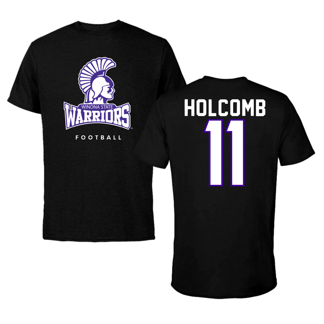 Winona State University Football Black Performance Tee - #11 Carter Holcomb