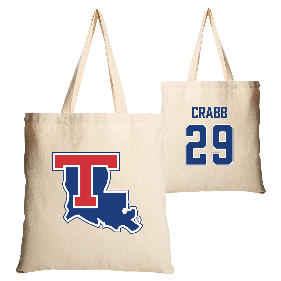 Louisiana Tech University Baseball Tan Canvas Tote Bag - #29 Isaac Crabb