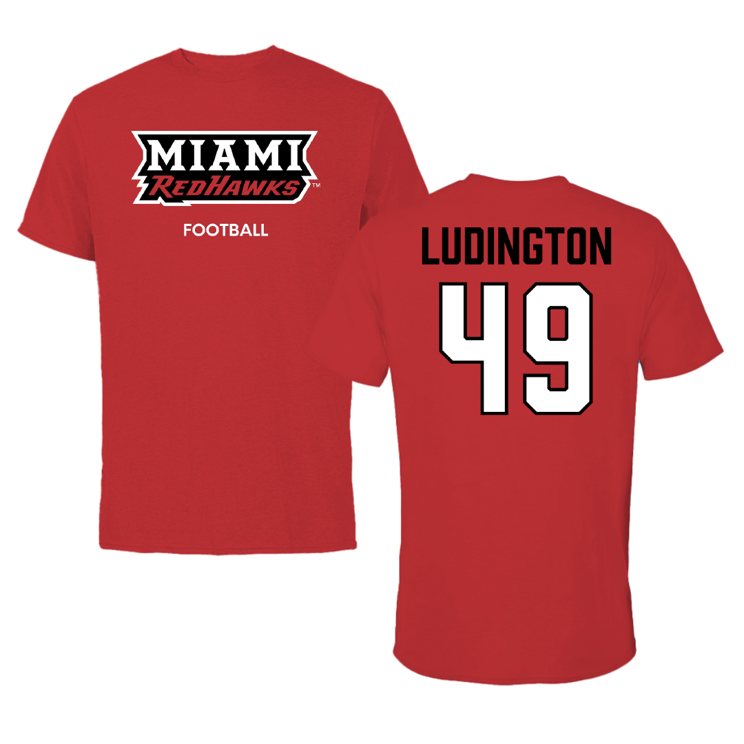 Miami University (Ohio) Football Red Performance Tee - #49 Anthony Ludington