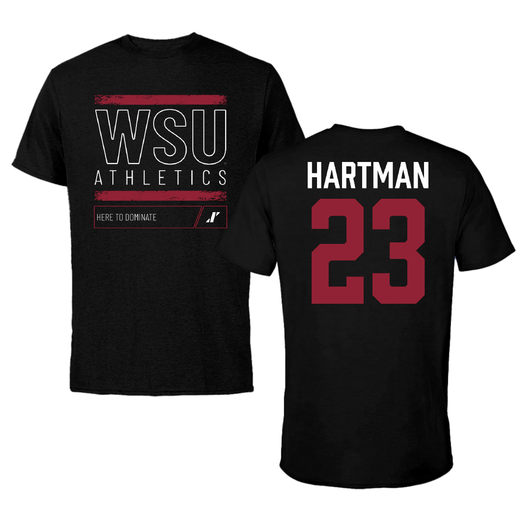 Washington State University Baseball Black Dominate Performance Tee - #23 Max Hartman