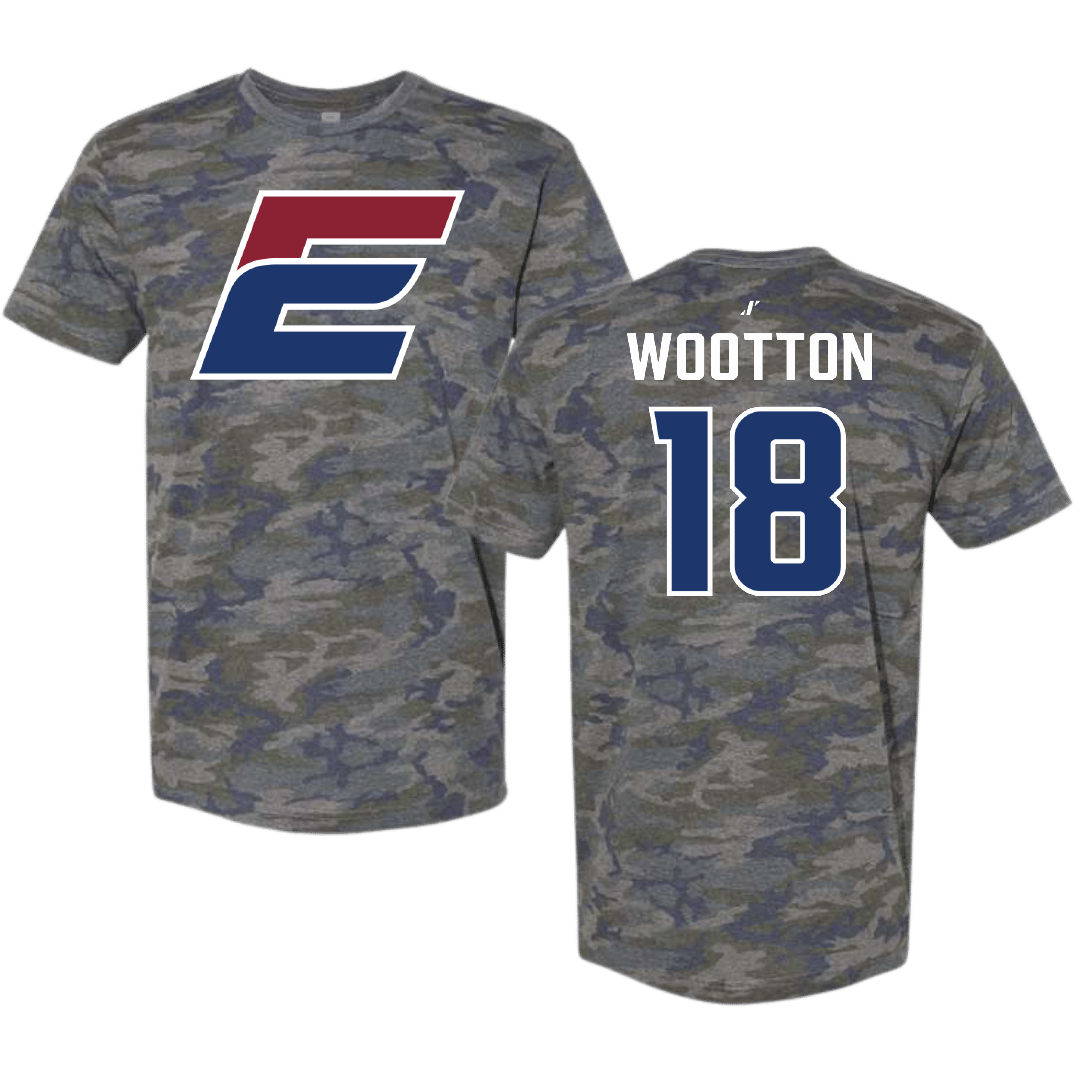 Eastern Connecticut State University Baseball Vintage Camo Tee - #18 Matthew Wootton