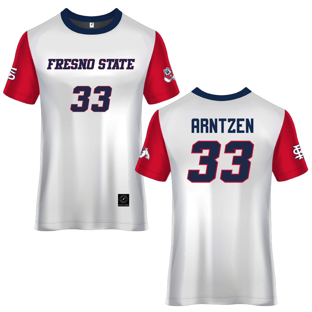 Fresno State University White Soccer Jersey - #33 Kennedy Arntzen