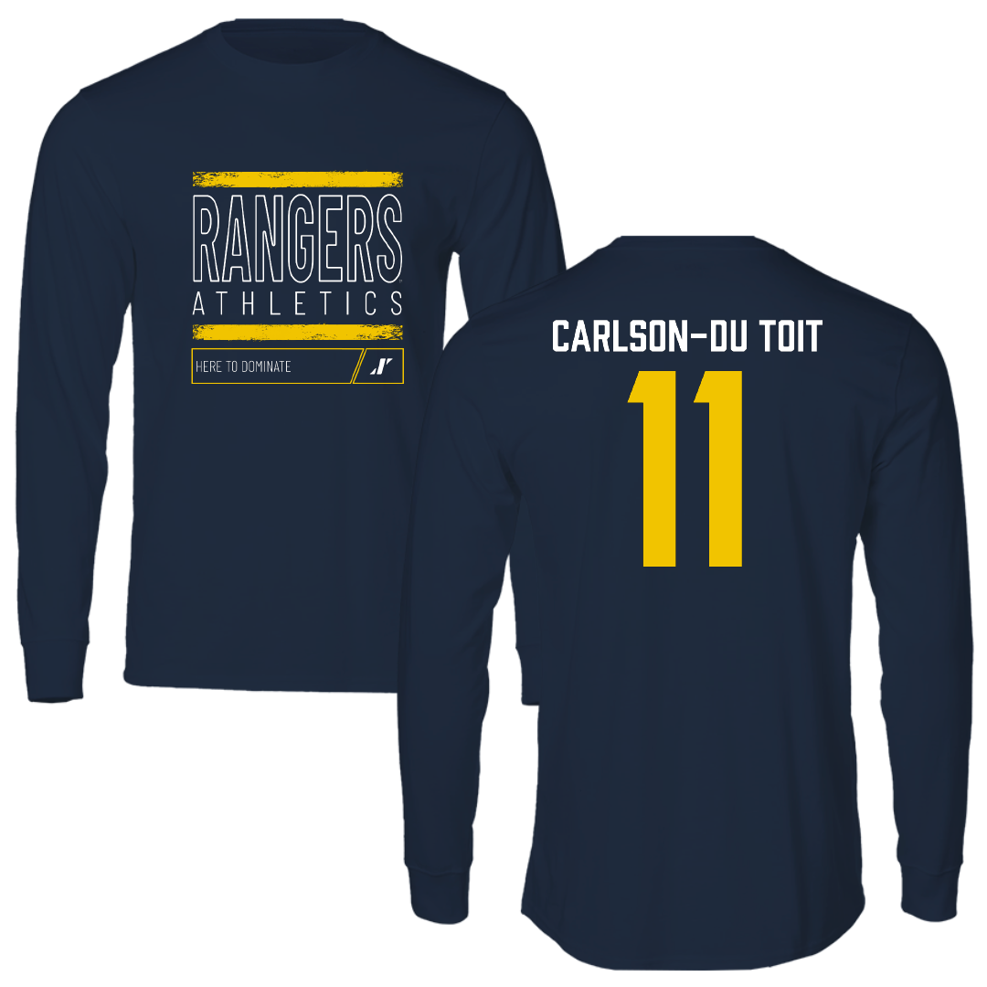 Regis University (Colorado) Soccer Navy Dominate Performance Long Sleeve - #11 Rayhan Carlson-Du Toit